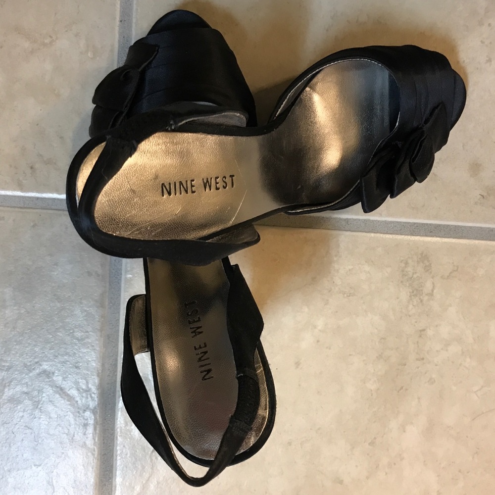Nine West peep toe heels sateen finish